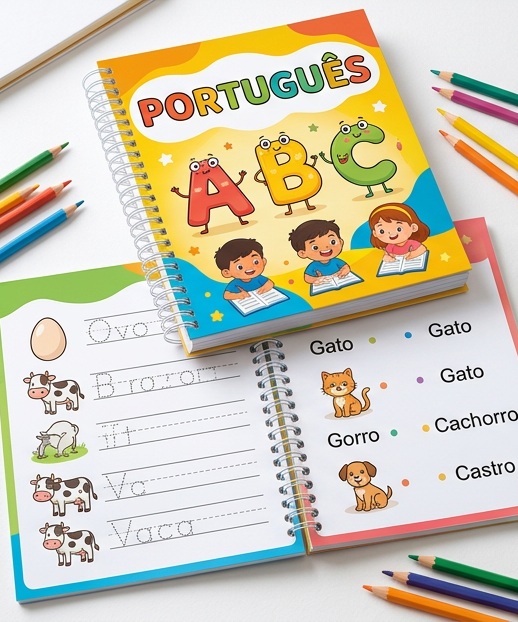 Mockup ilustrativo do bônus Apostila de Português