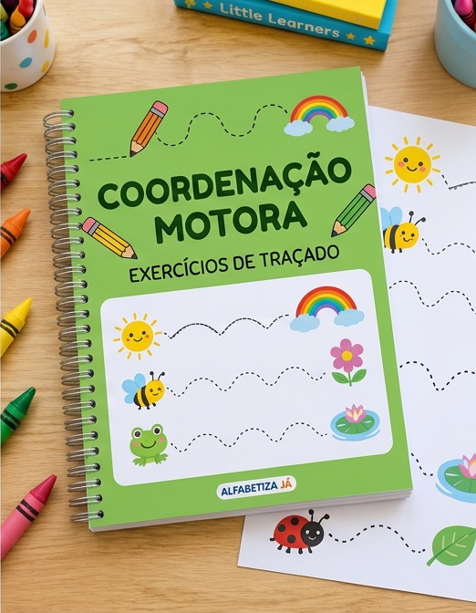 Mockup ilustrativo da apostila de Coordenação motora fina